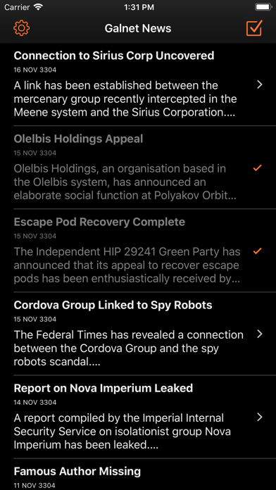 CMDR Galnet news list from its current App Store listing